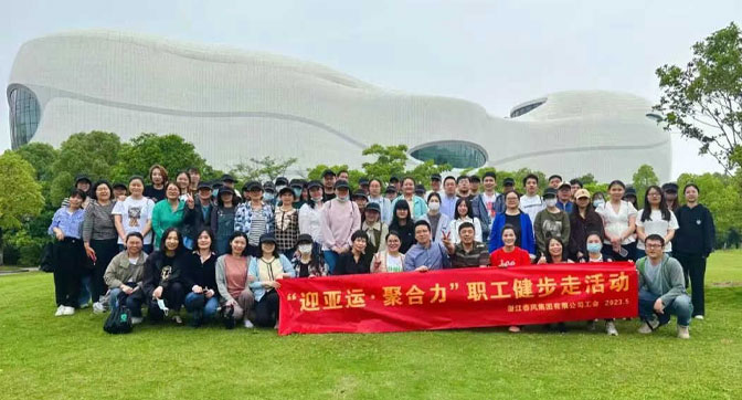 Gathering Power for Welcoming the Asian Games -2023 Group Union Workers Walking briskly - May 8th, 2023